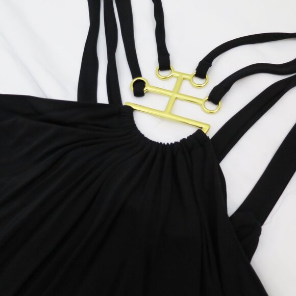 French Connection Necklace Trim Slinky Dress - Black / UK 10/US 6/FR 38/EU 38 - Picture 13 of 16